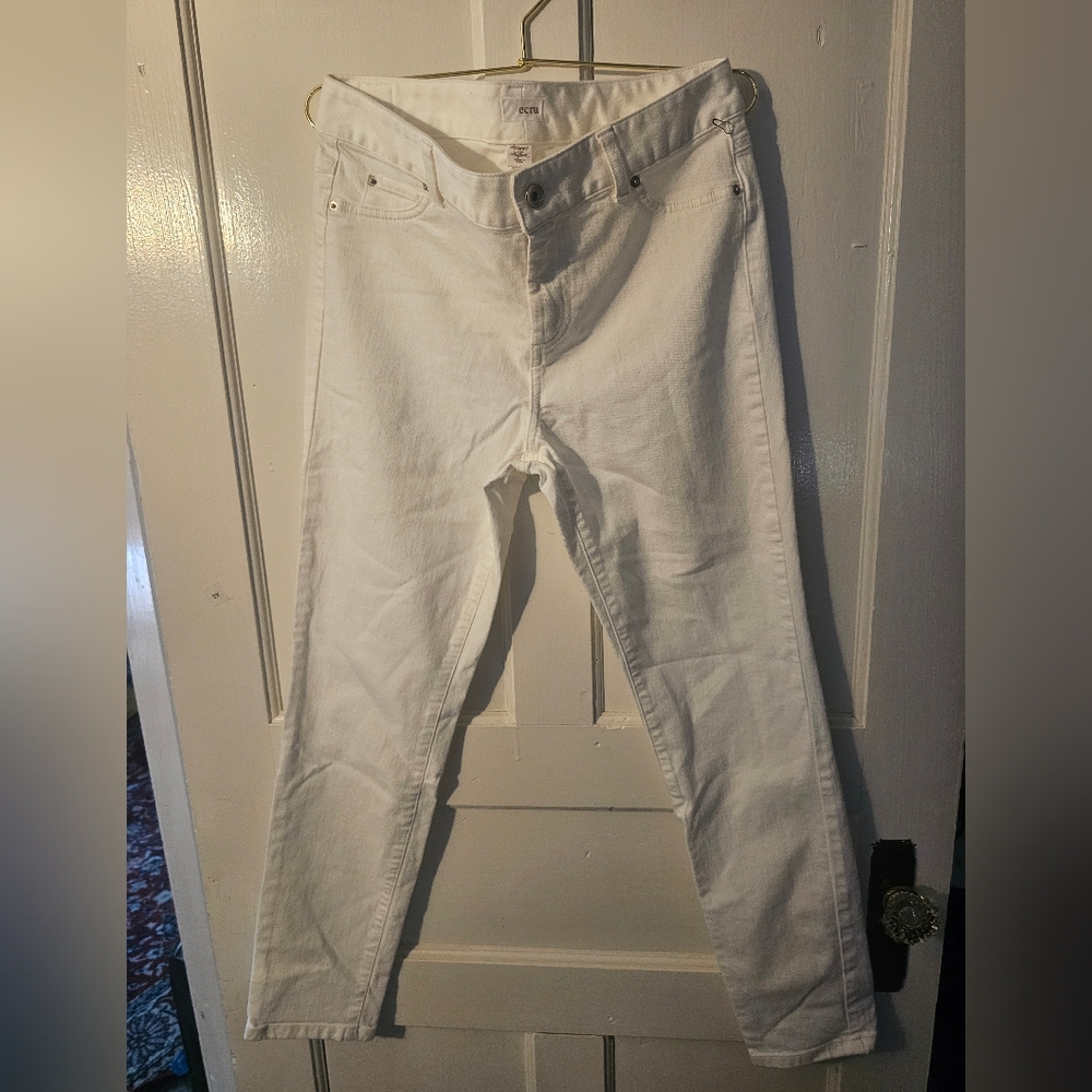 Ecru White Skinny Pants Sleek and Stylish